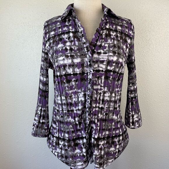 Fred David Purple Stretch Button Down Shirt Size M EUC - Picture 1 of 6